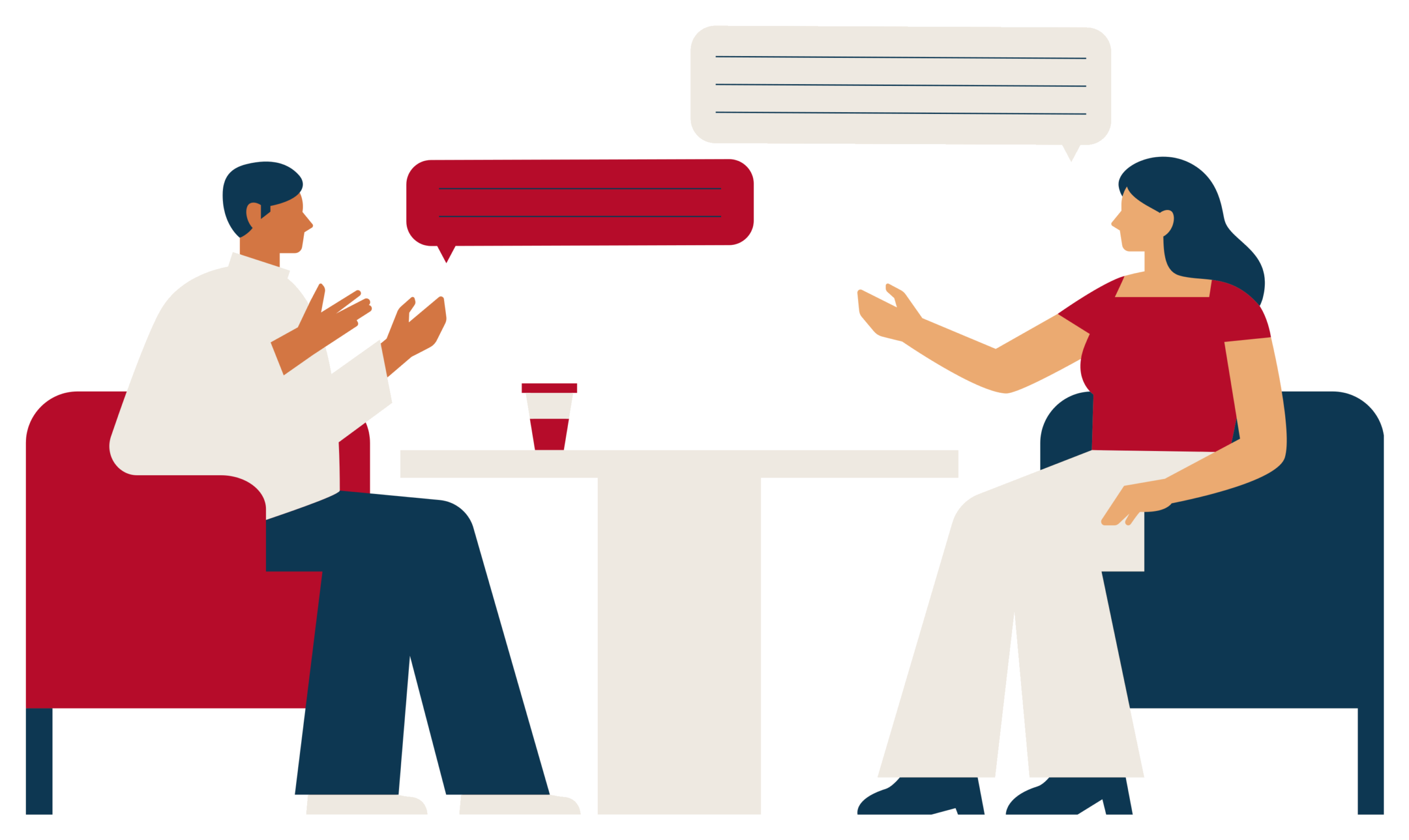 Two people having a conversation illustration