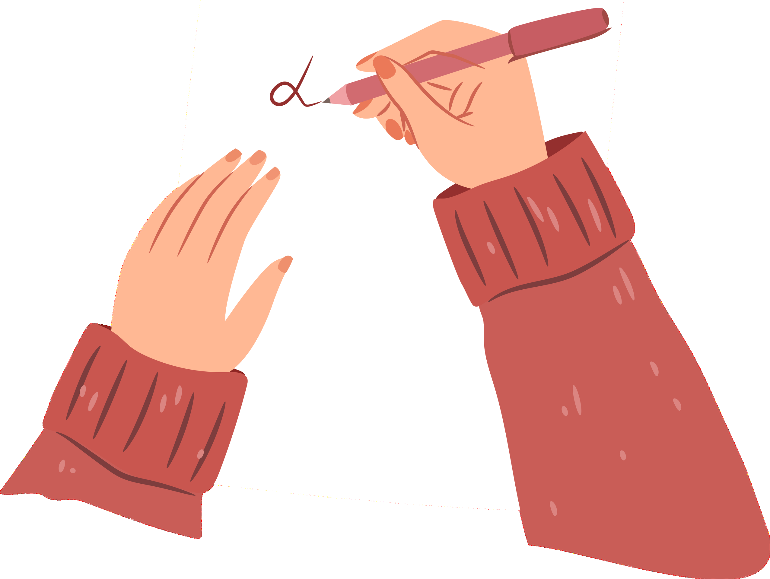 Writing hands illustration