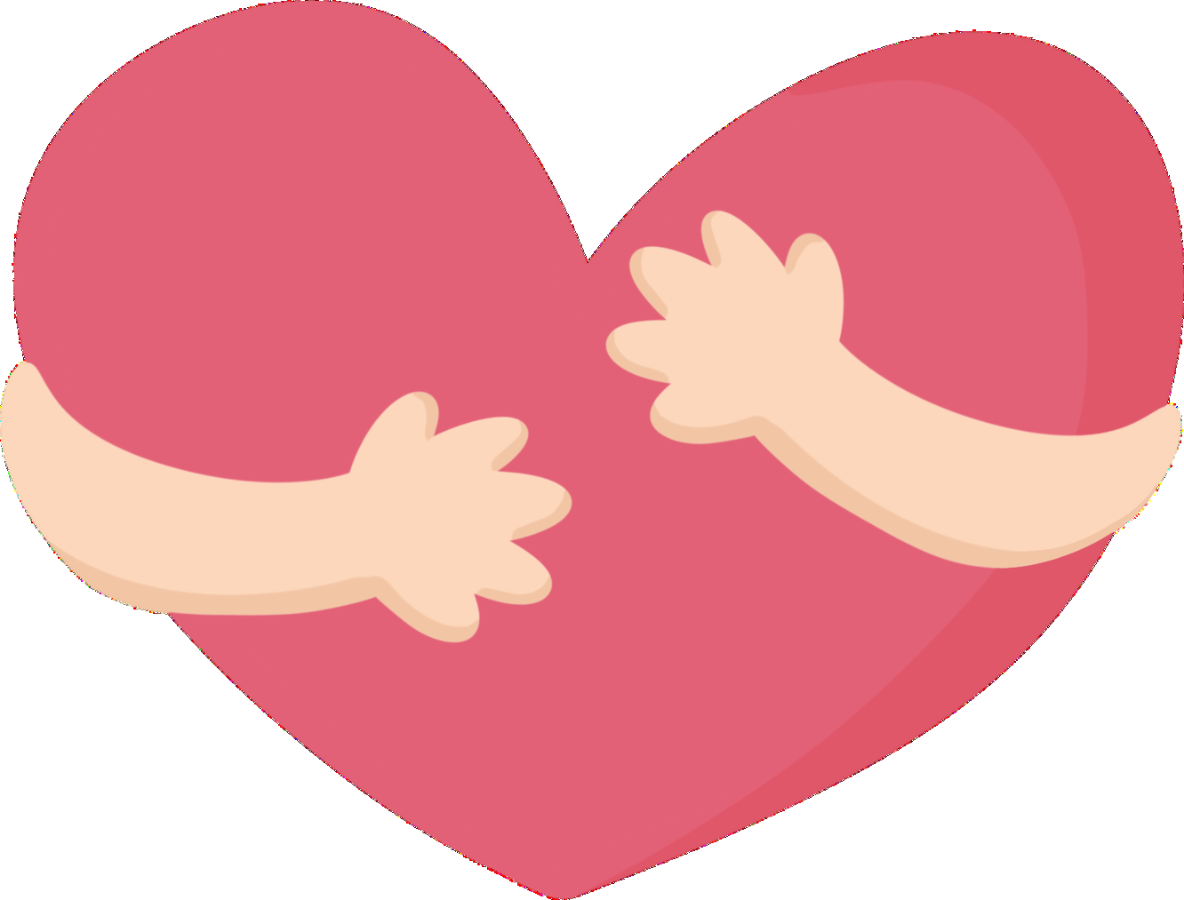 Hands hugging heart illustration