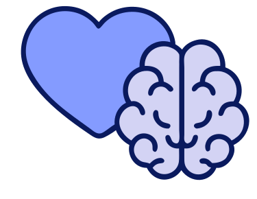 Heart and brain overlap illustration