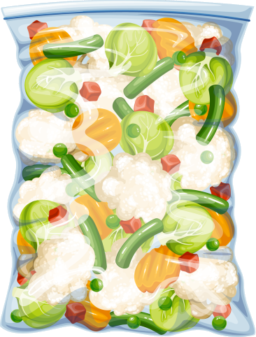 Frozen mixed vegetable bag