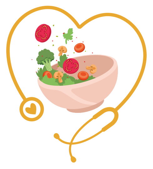Bowl with vegetables and stethoscope illustration
