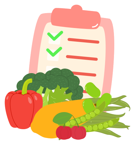 Clipboard with vegetable checklist