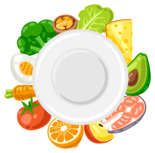 Plate with healthy foods ring