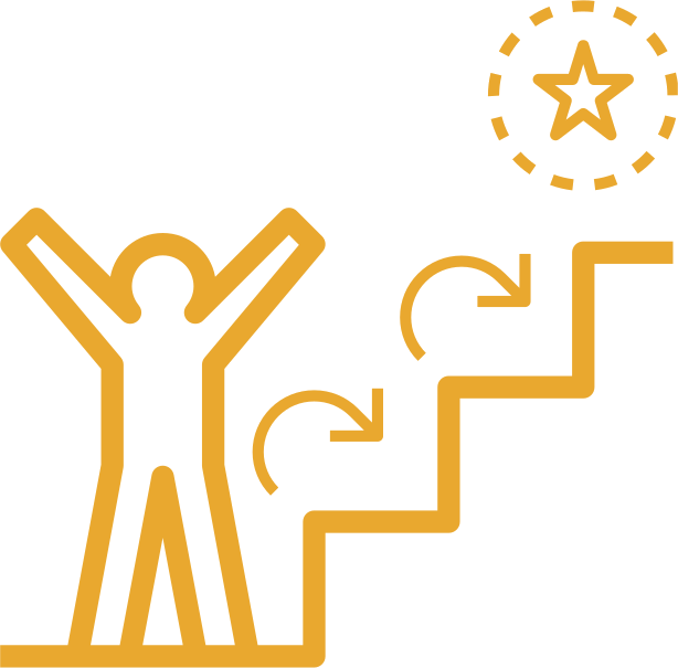 Person climbing stairs step by step
