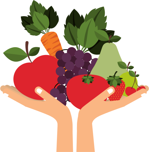 Two hands holding colourful vegetables