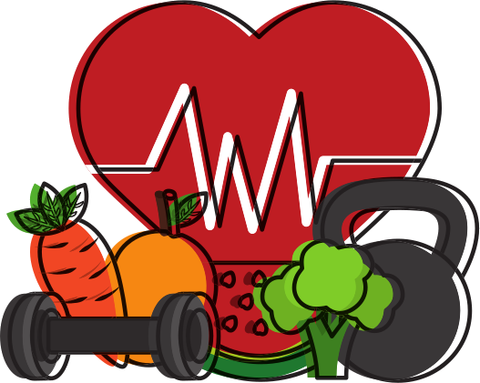 Heart with heartbeat and vegetables