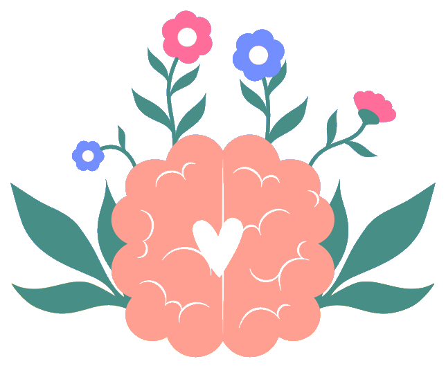 Brain with flowers illustration