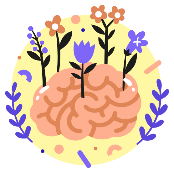 Brain with flowers illustration