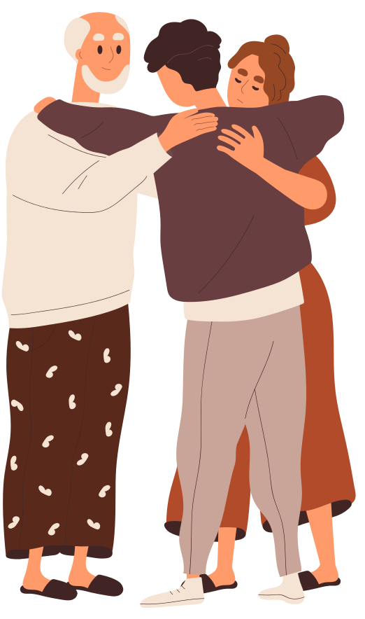 Family members embracing each other