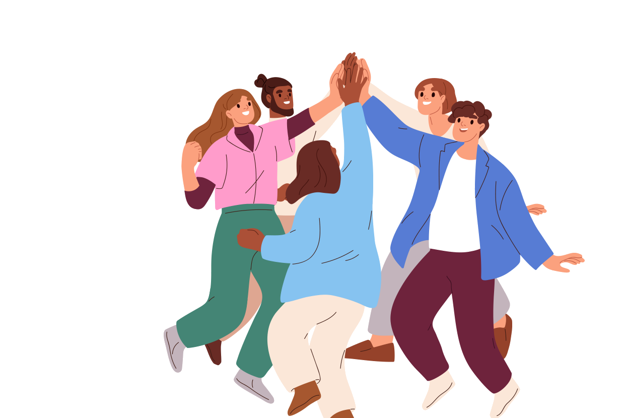 Group of people giving each other high-fives