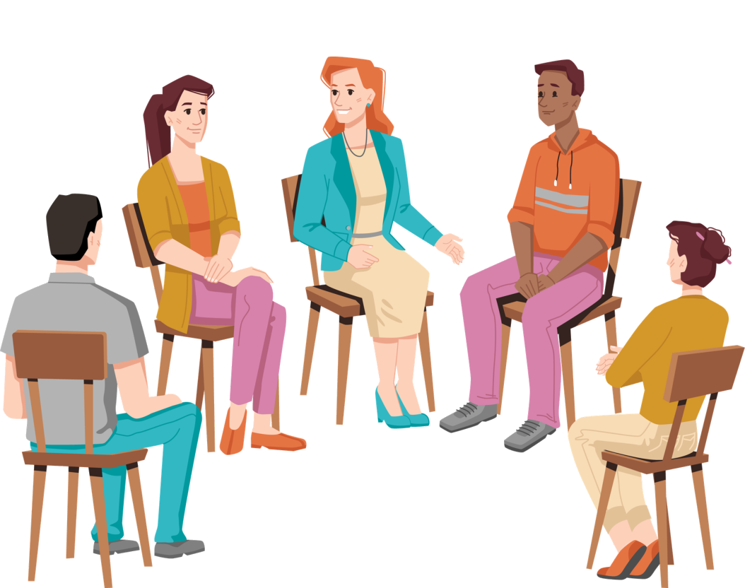 Peer support group sitting in chairs