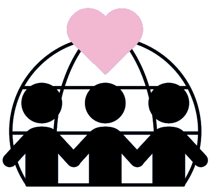 People connected with heart illustration