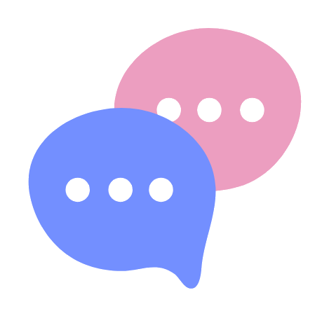 Blue and pink speech bubbles